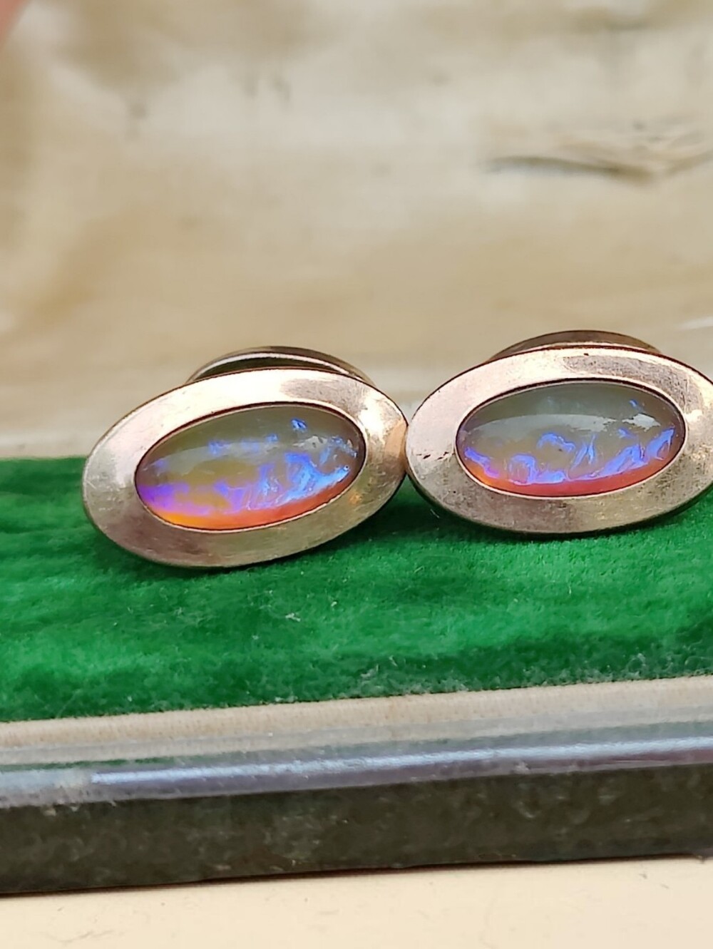 Antique Saphiret Glass Victorian Cufflinks